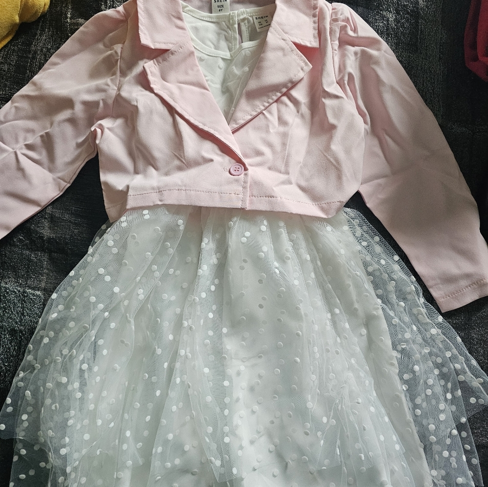 NWT White dress with pink jacket size 6